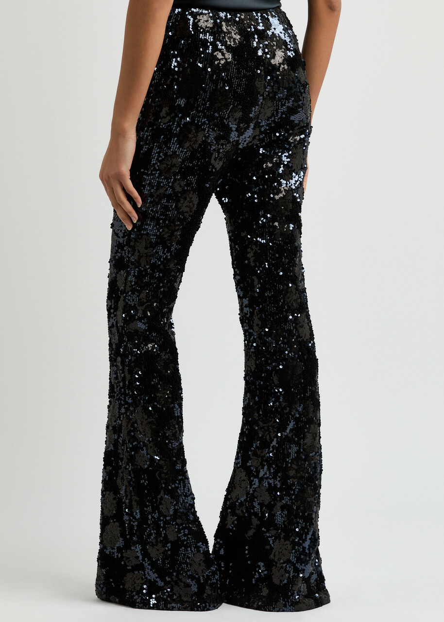 Dorothee Schumacher Shimmering Attraction Sequin-embellished Trousers Navy
