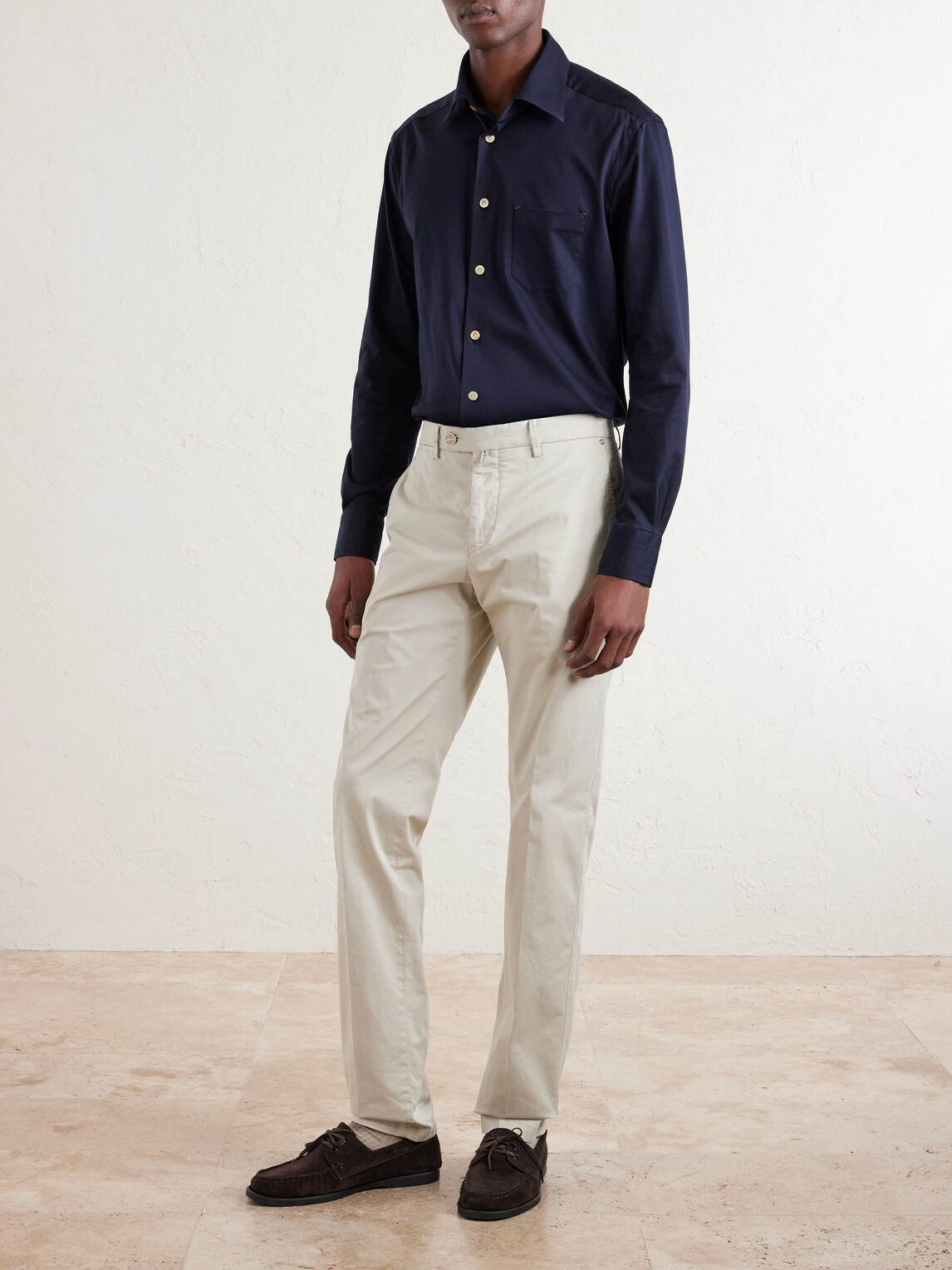 Kiton - Straight-Leg Stretch-Cotton Trousers - Neutrals