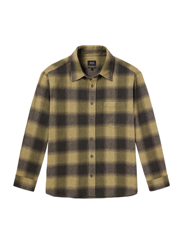 Photo: A.P.C. - Malaury Checked Wool-Blend Flannel Shirt - Green