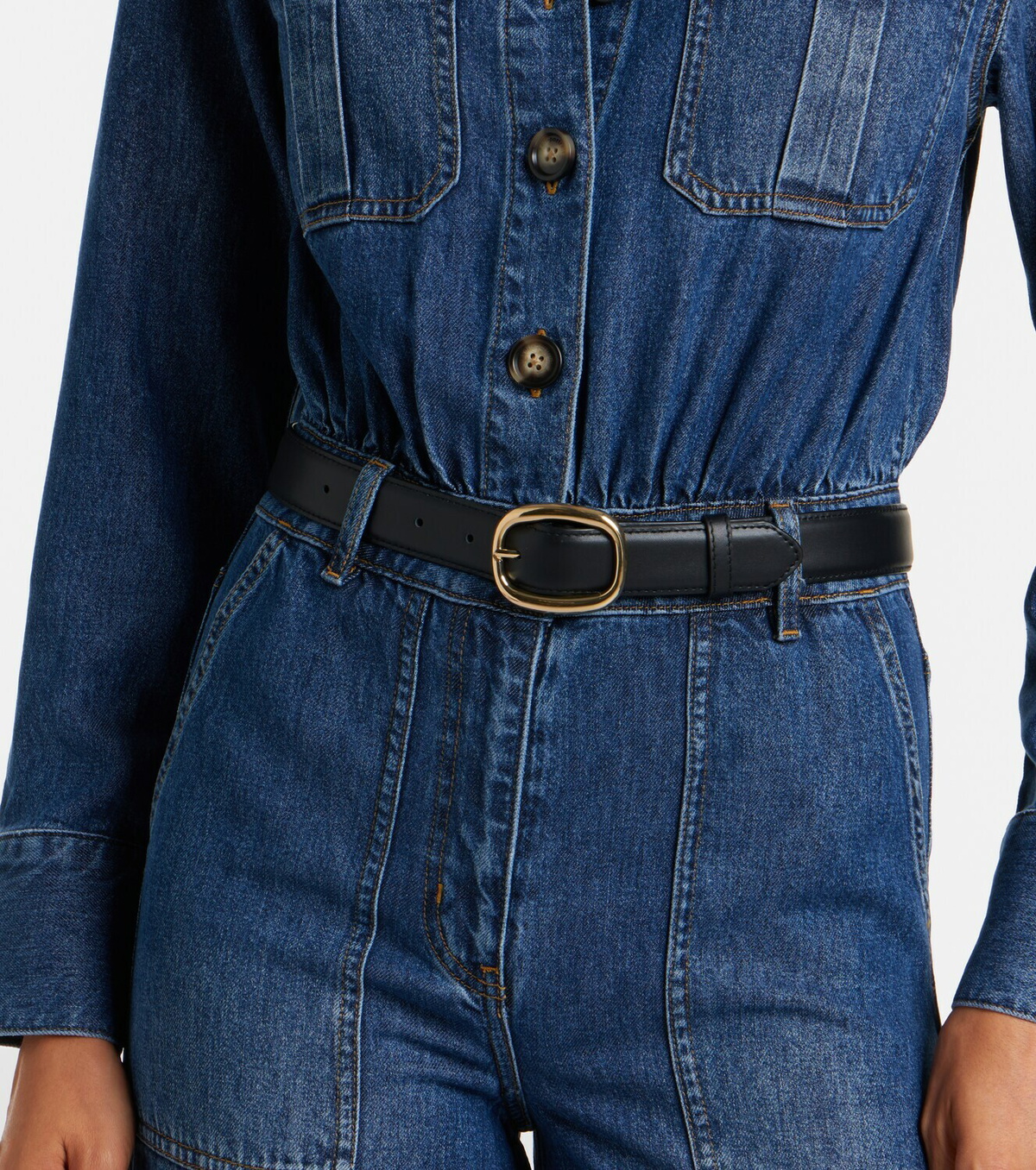 Self-Portrait Belted denim jumpsuit