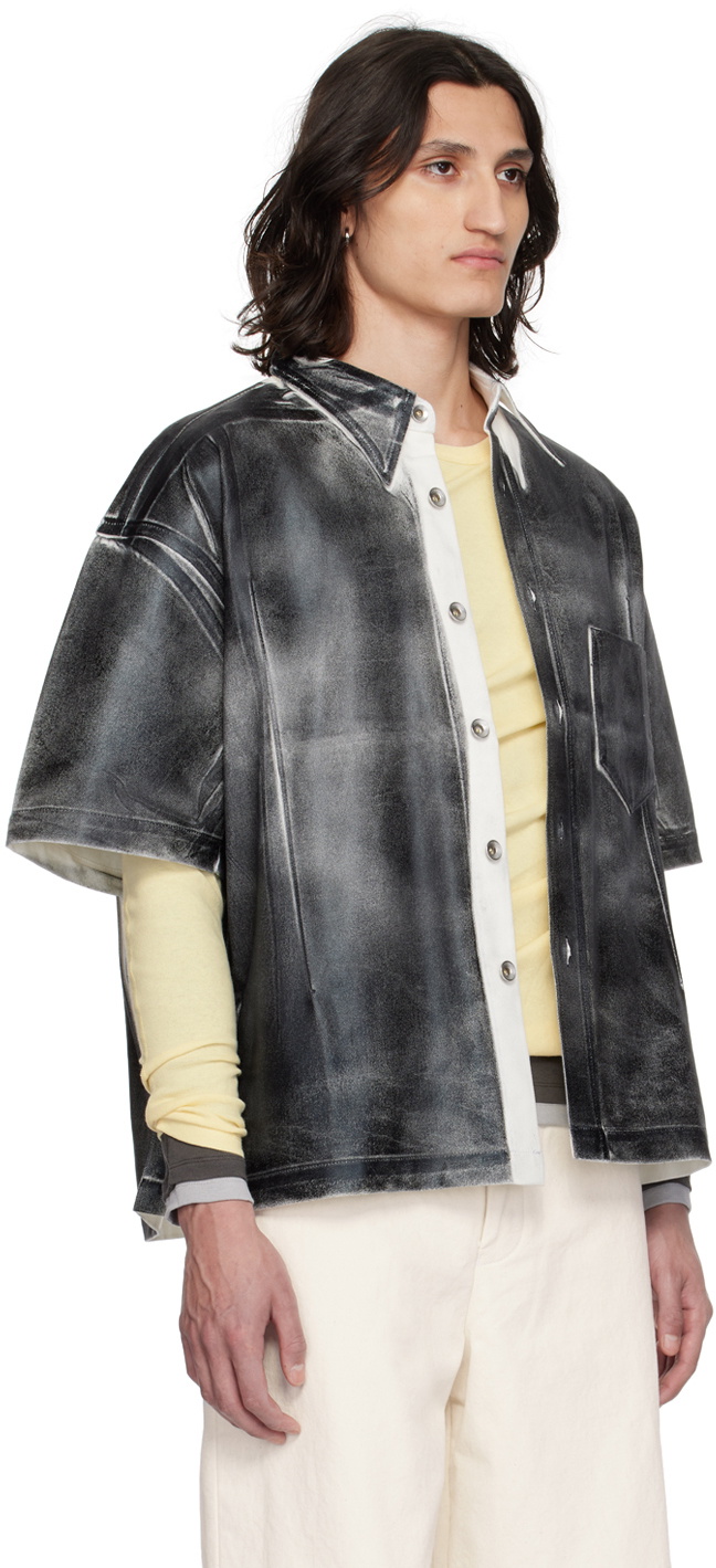 Karmuel Young Black Cuboid Denim Shirt