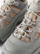 Burberry - Suede-Trimmed Checked Mesh and Rubber Sneakers - Gray