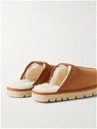 Grenson - Wainwright Shearling-Lined Suede Slippers - Brown