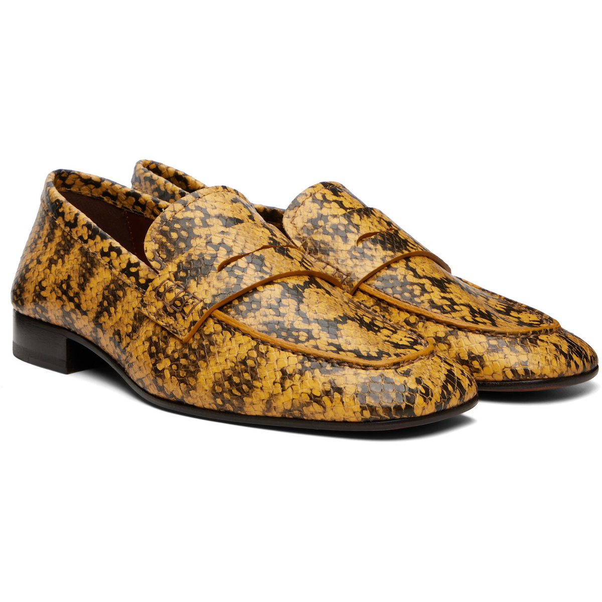 Dries Van Noten Yellow Leather Penny Loafers