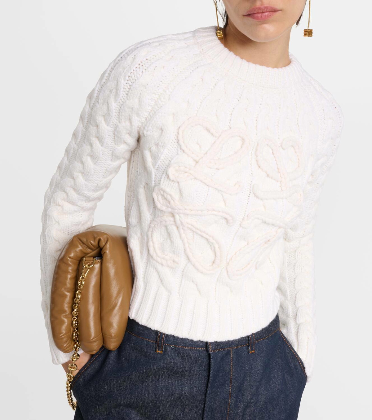 【送料&関税込】Loewe Ivory Wool Blend Sweater Loewe Multicolor Stretch Wool Blend Sweater | italist