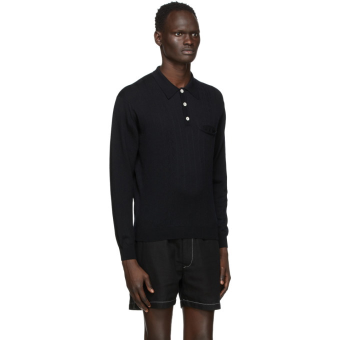 second layer black knit polo