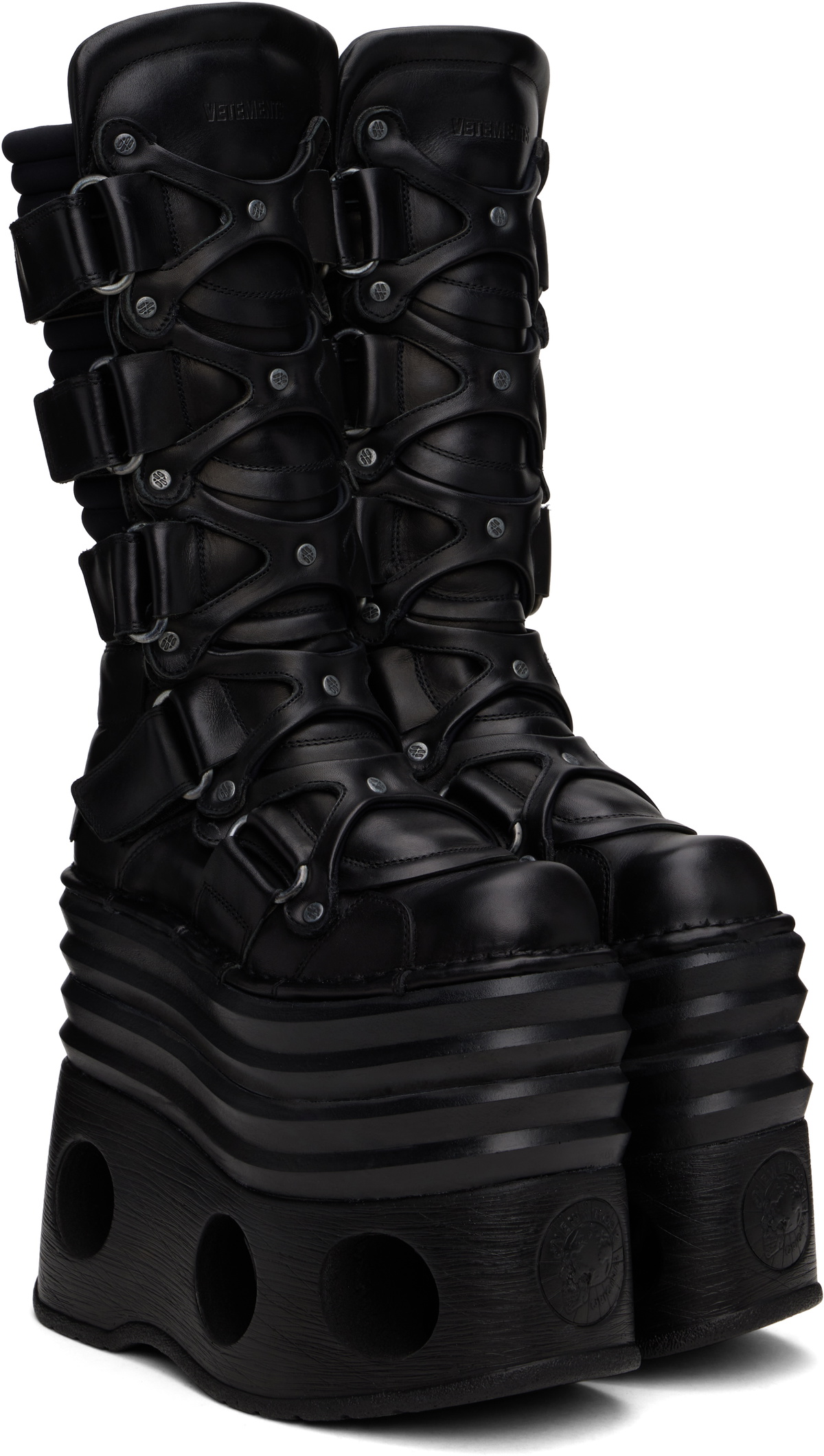 VETEMENTS Black New Rock Edition Platform Tower Boots