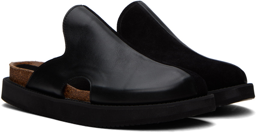 Y's Black Paneled Sandals