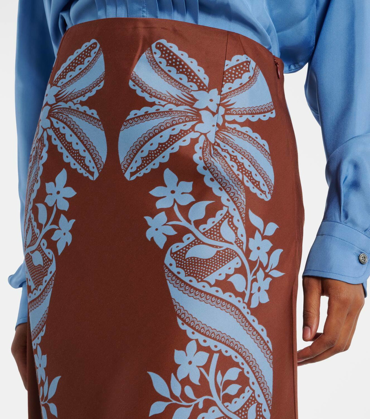 La DoubleJ Sleek printed silk twill maxi skirt