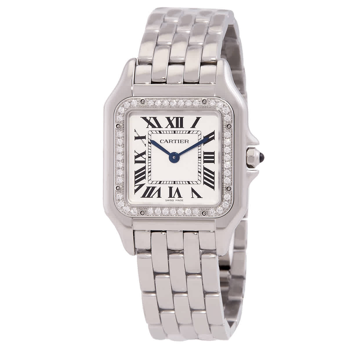 Cartier Panthere Medium Model Diamond Silver Dial Watch W4PN0018