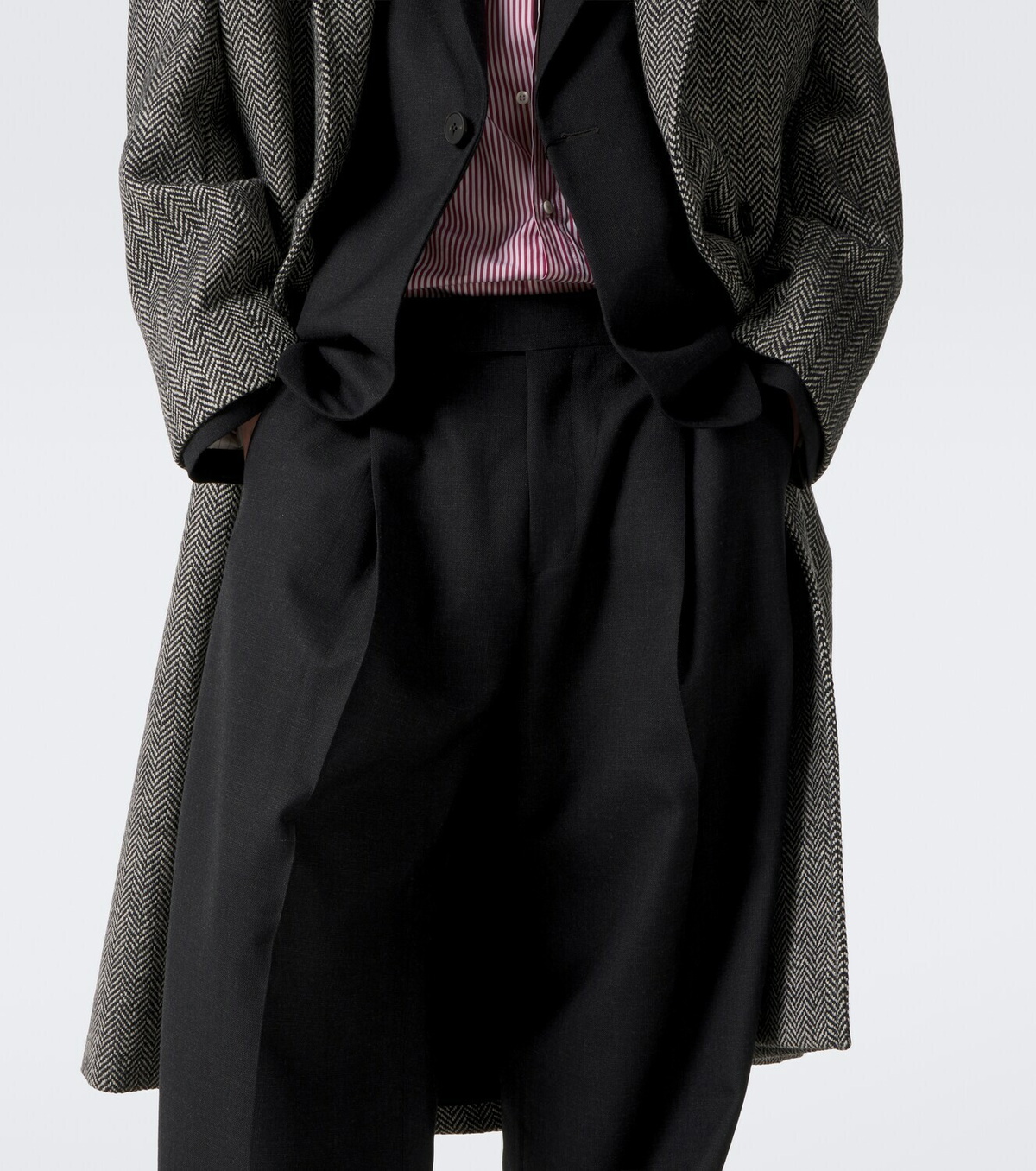 Ami Paris Herringbone double-breasted wool coat