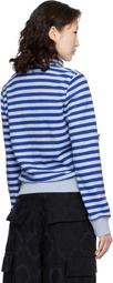 OPEN YY SSENSE Exclusive Navy Applique Knit Zipup Sweatshirt