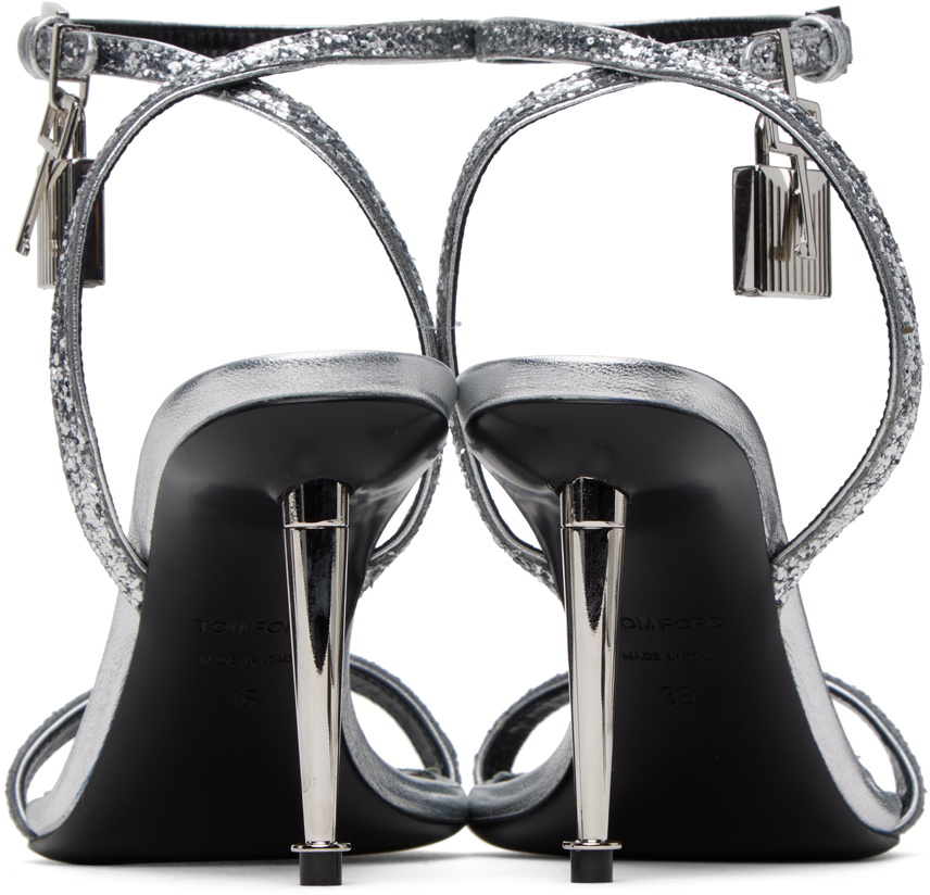 TOM FORD Silver Padlock Heeled Sandals