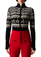Perfect Moment Intarsia-knit Merino Wool Bodysuit Black And White