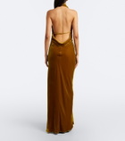 Simkhai Reannon draped open-back velvet gown