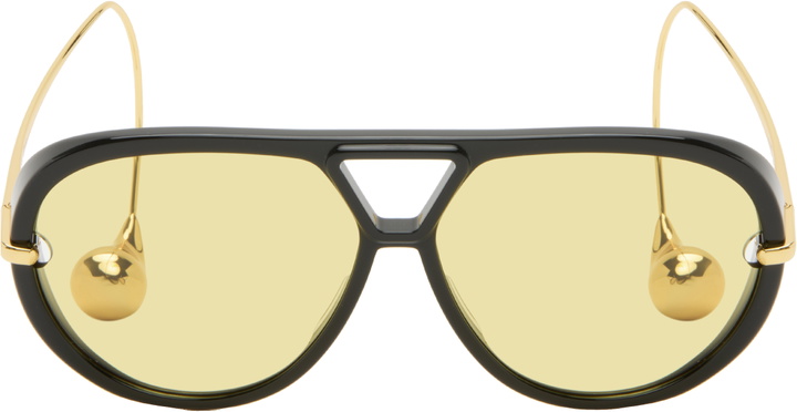 Photo: Bottega Veneta Black Drop Aviator Sunglasses