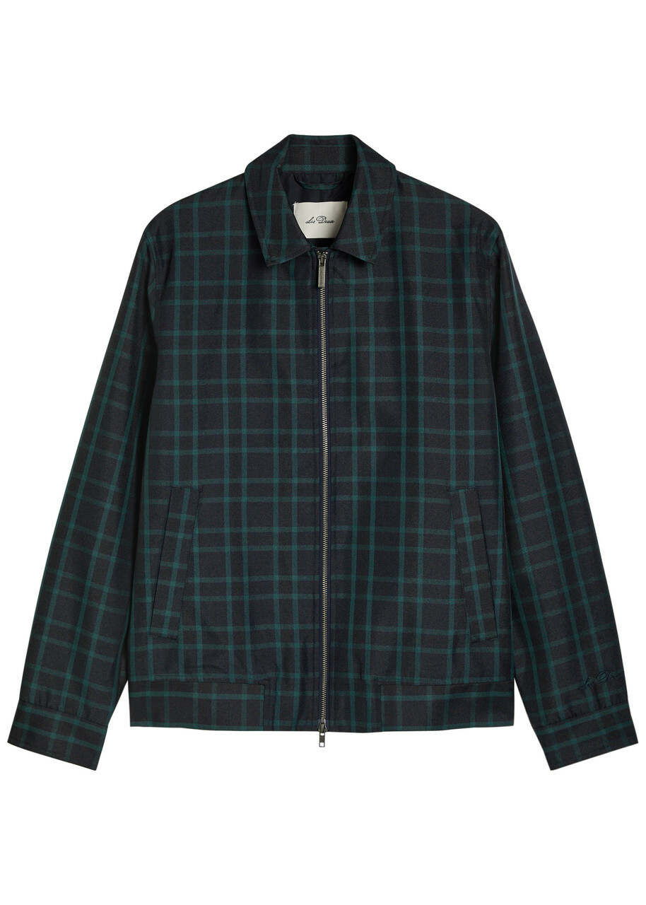 Les Deux Como Coach Checked Twill Jacket Navy