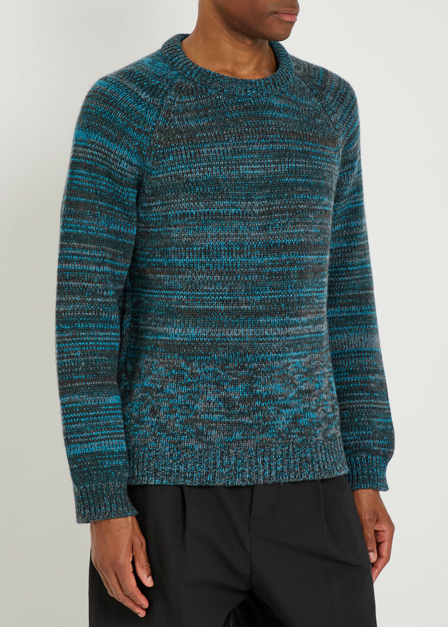 Begg & CO Kai Striped Cashmere Sweatshirt Blue