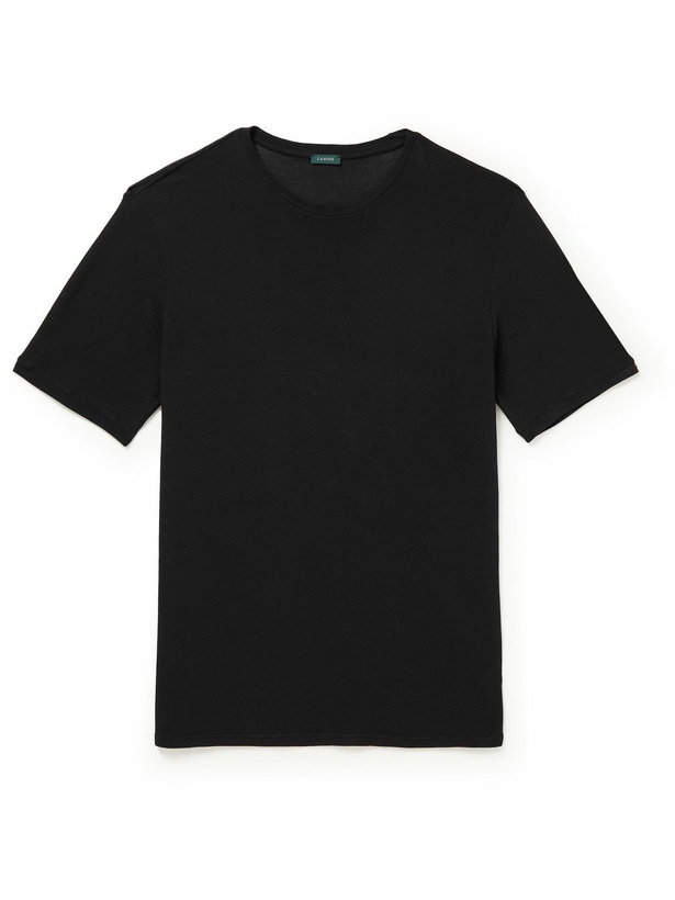 Photo: Incotex - Cotton-Piqué T-Shirt - Black