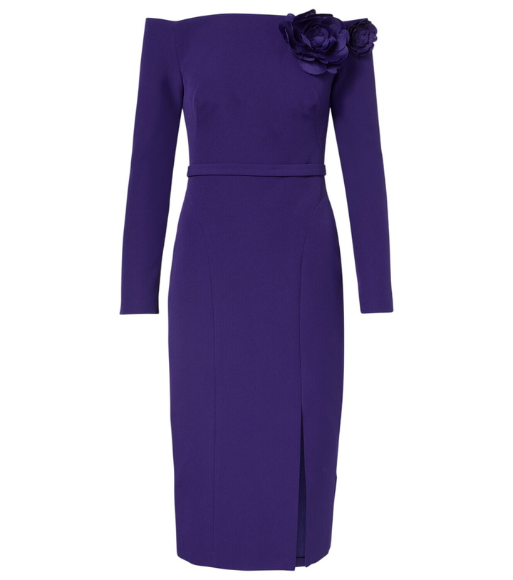 Photo: Safiyaa Jay floral-appliqué crêpe midi dress