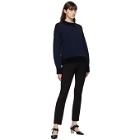 3.1 Phillip Lim Navy and Silver Double-Faced Lurex Sweater