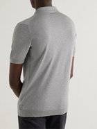 Kiton - Slim-Fit Colour-Block Cotton-Jacquard Polo Shirt - Gray