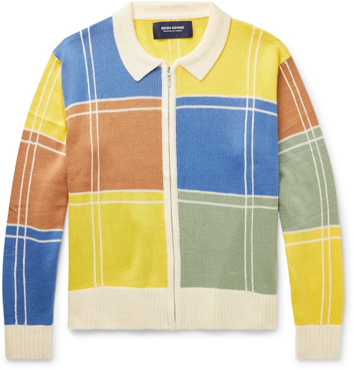 Photo: Noon Goons - Colour-Block Knitted Zip-Up Sweater - Yellow
