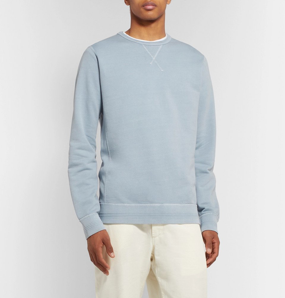 Albam - Loopback Cotton-Jersey Sweatshirt - Light blue Albam