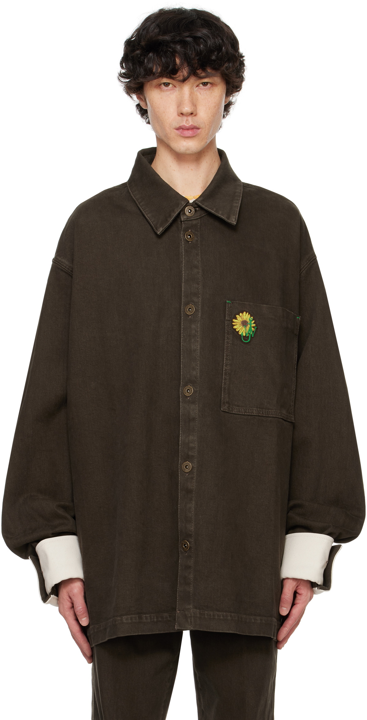 JW Anderson Brown Oversized Denim Shirt JW Anderson