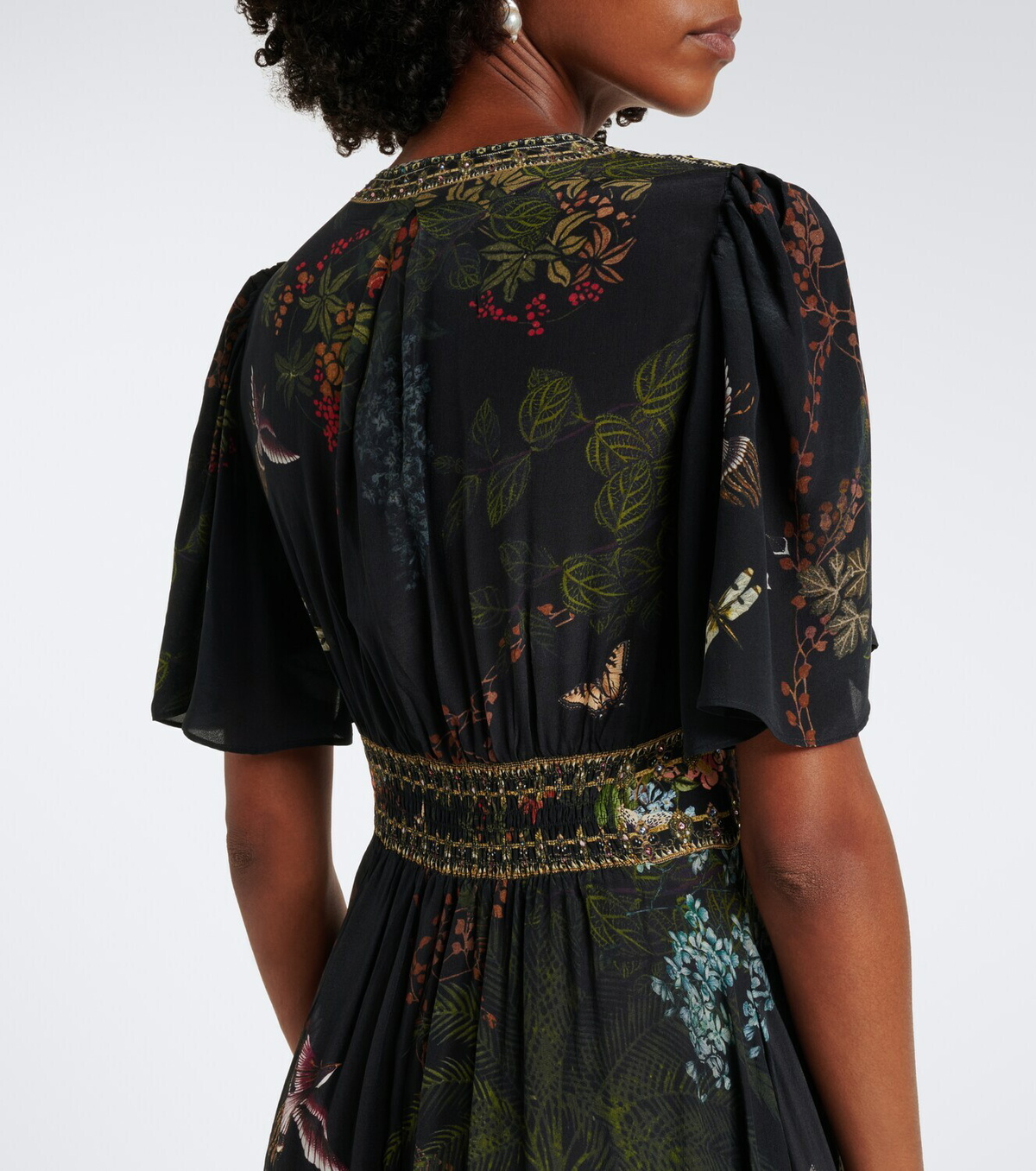 Camilla Embellished printed silk satin maxi dress