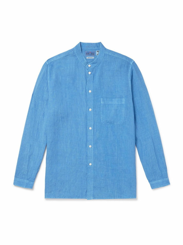Photo: Blue Blue Japan - Grandad-Collar Linen-Chambray Shirt - Blue