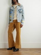 Gallery Dept. - Flared Distressed Cotton-Corduroy and Canvas Trousers - Brown