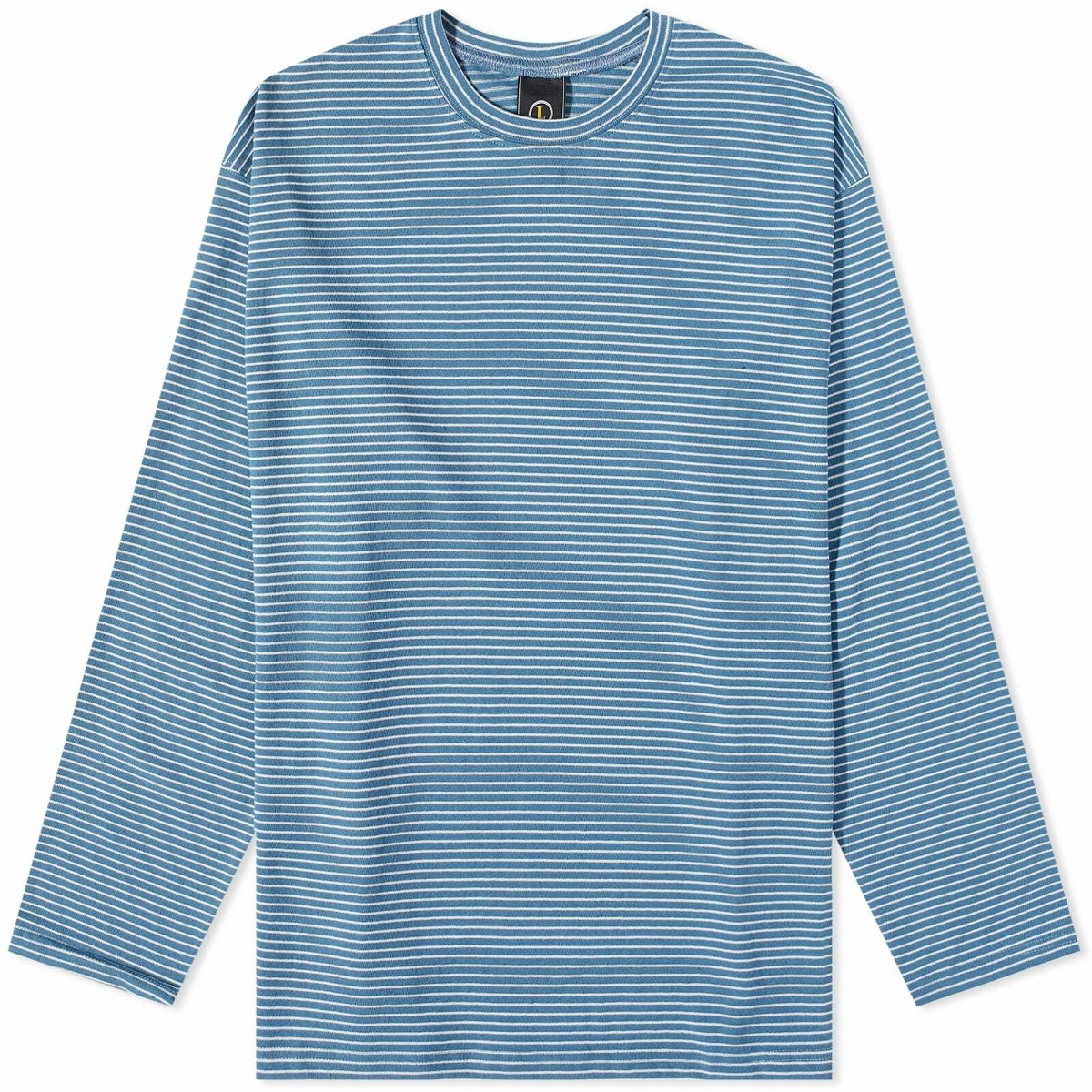 FrizmWORKS Men's Long Sleeve Oversized Stripe T-Shirt in Steel Blue ...