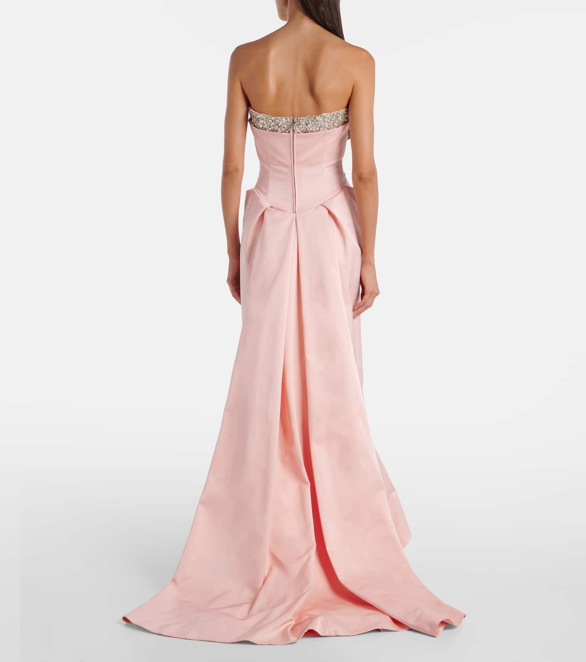 McQueen Crystal-embellished duchess satin gown