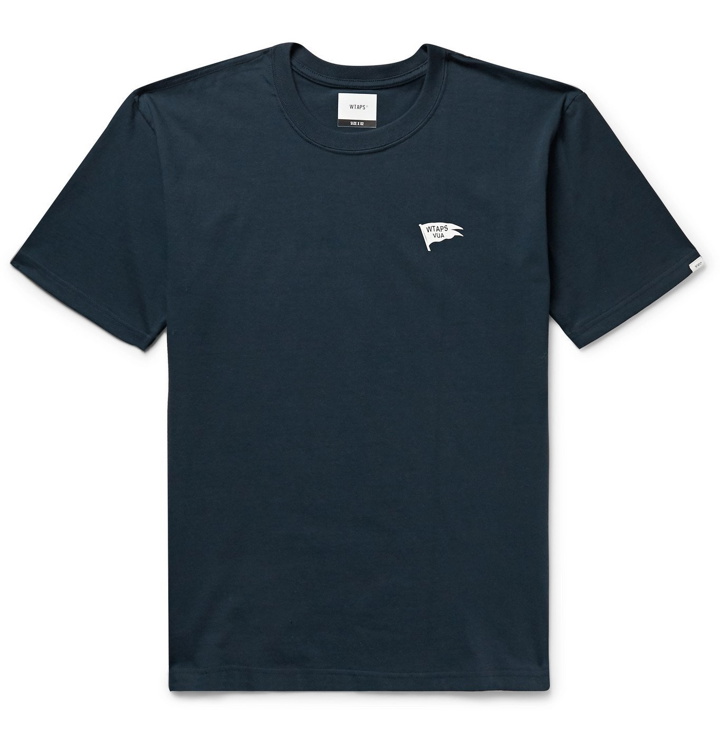 Photo: WTAPS - Logo-Print Cotton-Jersey T-Shirt - Blue