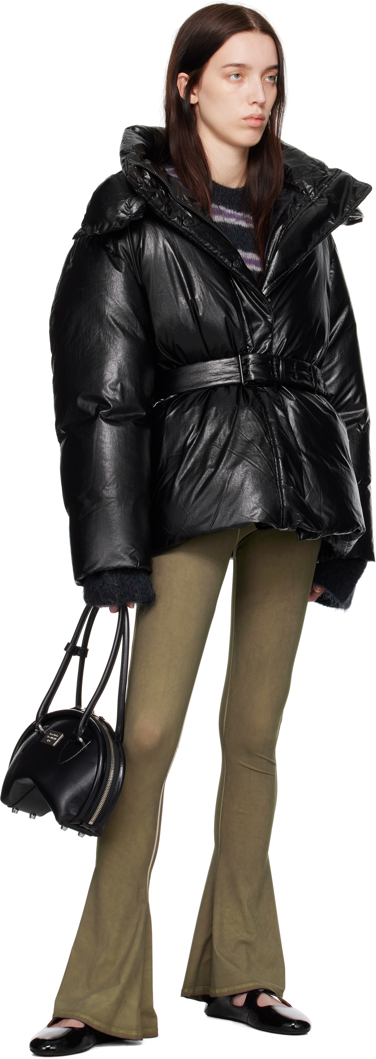Acne Studios Black Hooded Puffer Down Jacket