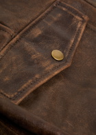 Reformation Daphne Panelled Leather Jacket Dark Brown