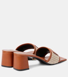 Versace Theia Barocco leather-trimmed raffia mules