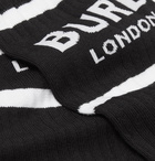 Burberry - Ribbed Logo-Intarsia Stretch Cotton-Blend Socks - Black