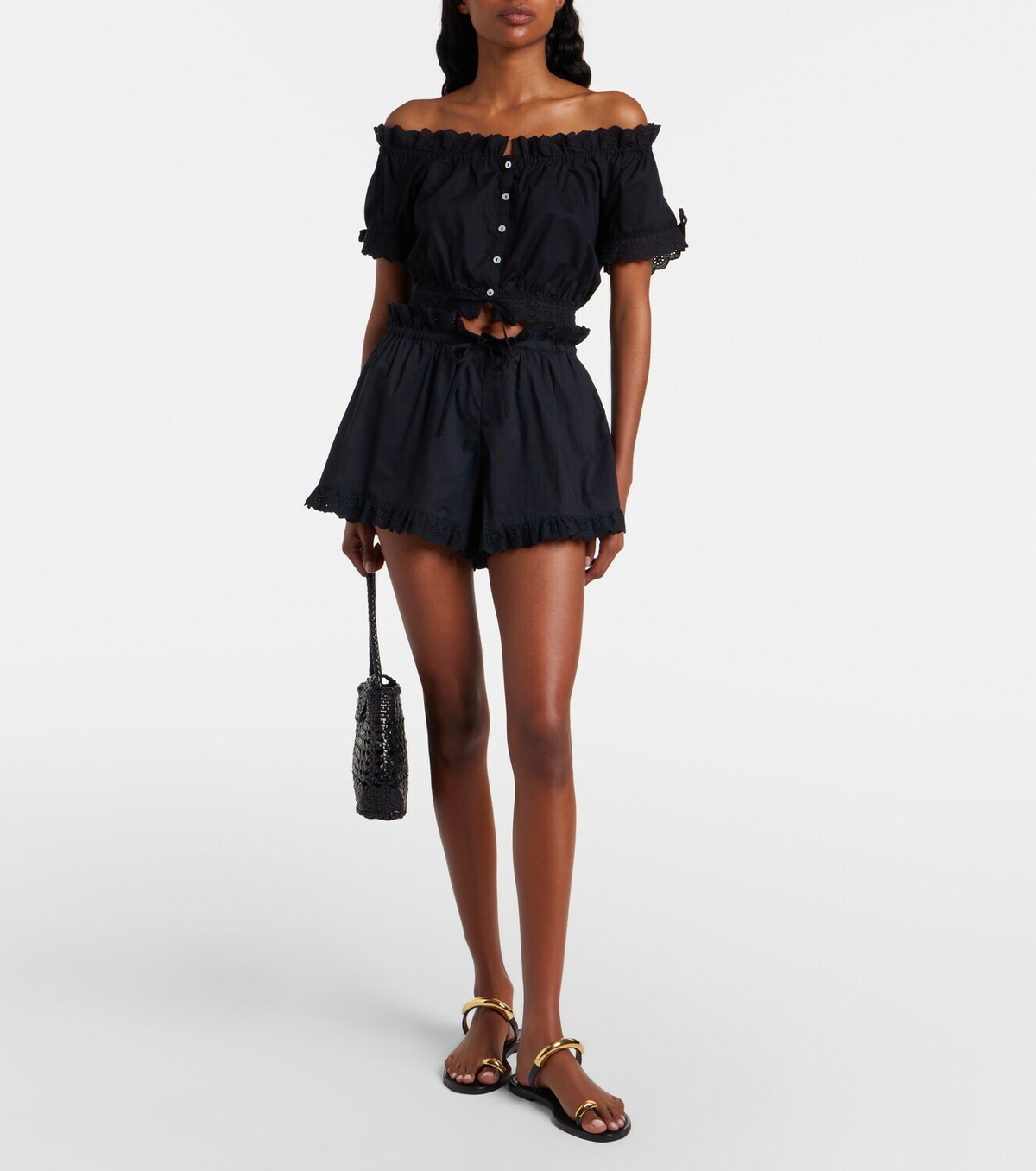Poupette St Barth Cory broderie anglaise cotton poplin shorts