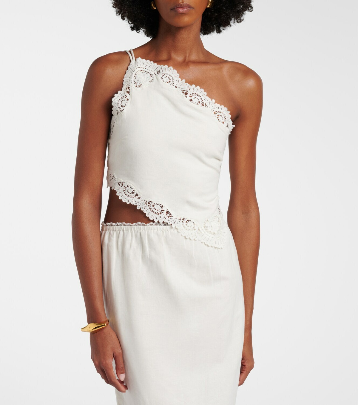 Posse Darya embroidered linen and cotton top