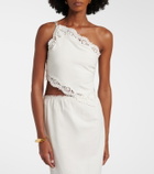 Posse Darya embroidered linen and cotton top