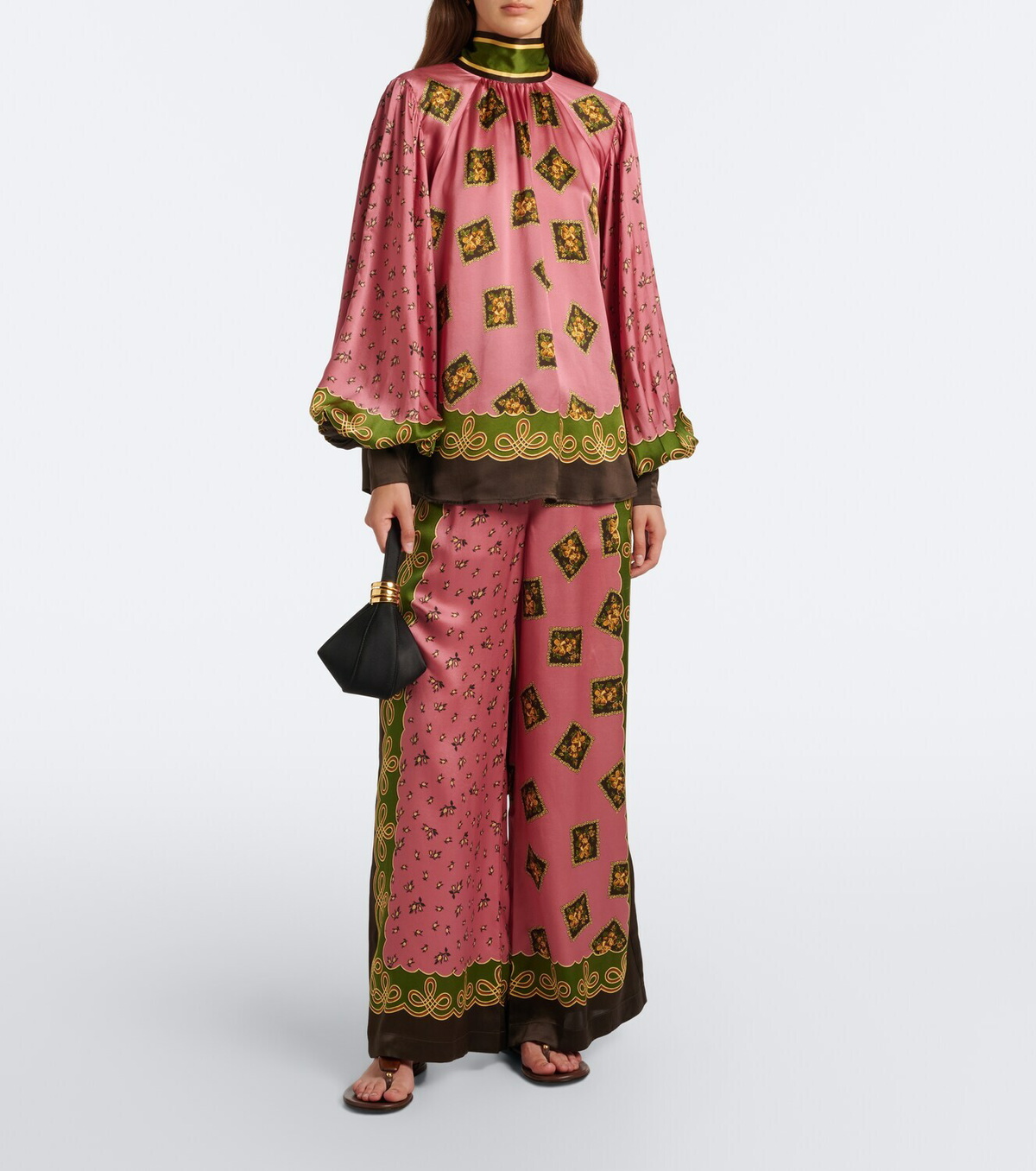Amanu Zambia satin top-handle bag