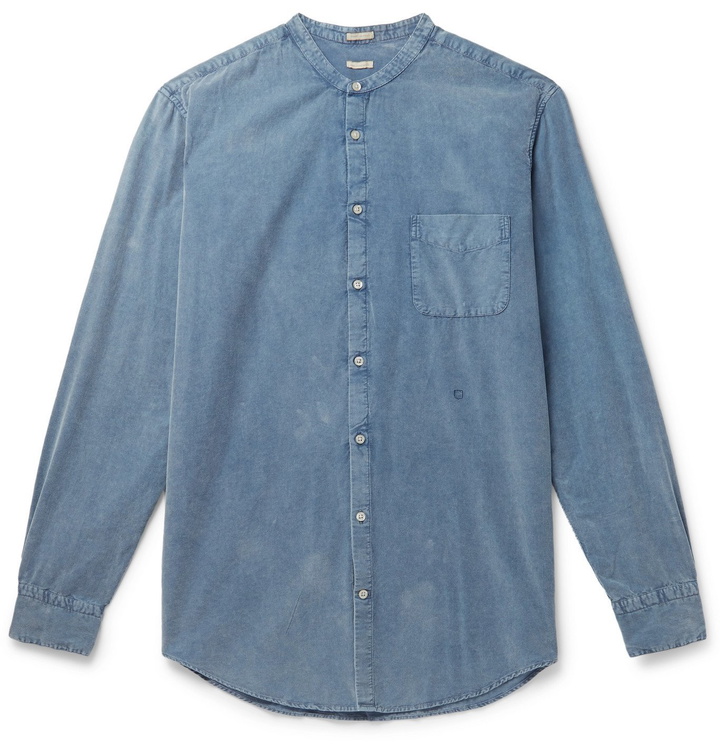 Photo: Massimo Alba - NOTO2 Mandarin-Collar Embroidered Cotton-Corduroy Shirt - Blue