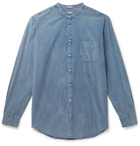 Massimo Alba - NOTO2 Mandarin-Collar Embroidered Cotton-Corduroy Shirt - Blue