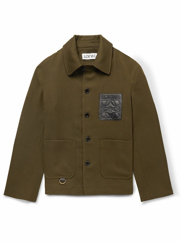 Photo: Loewe - Leather-Trimmed Wool Shirt Jacket - Green