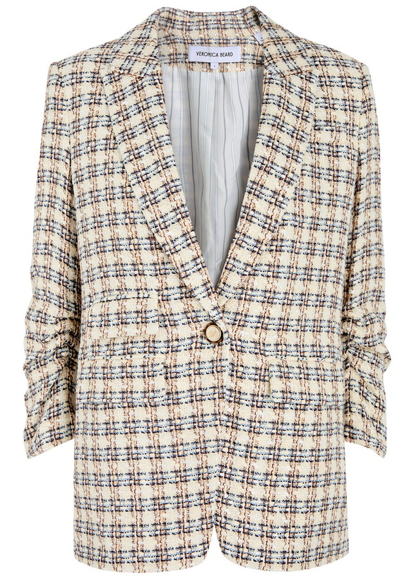 Photo: Veronica Beard Martel Dickey Checked Tweed Blazer Cream