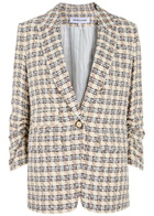 Veronica Beard Martel Dickey Checked Tweed Blazer Cream