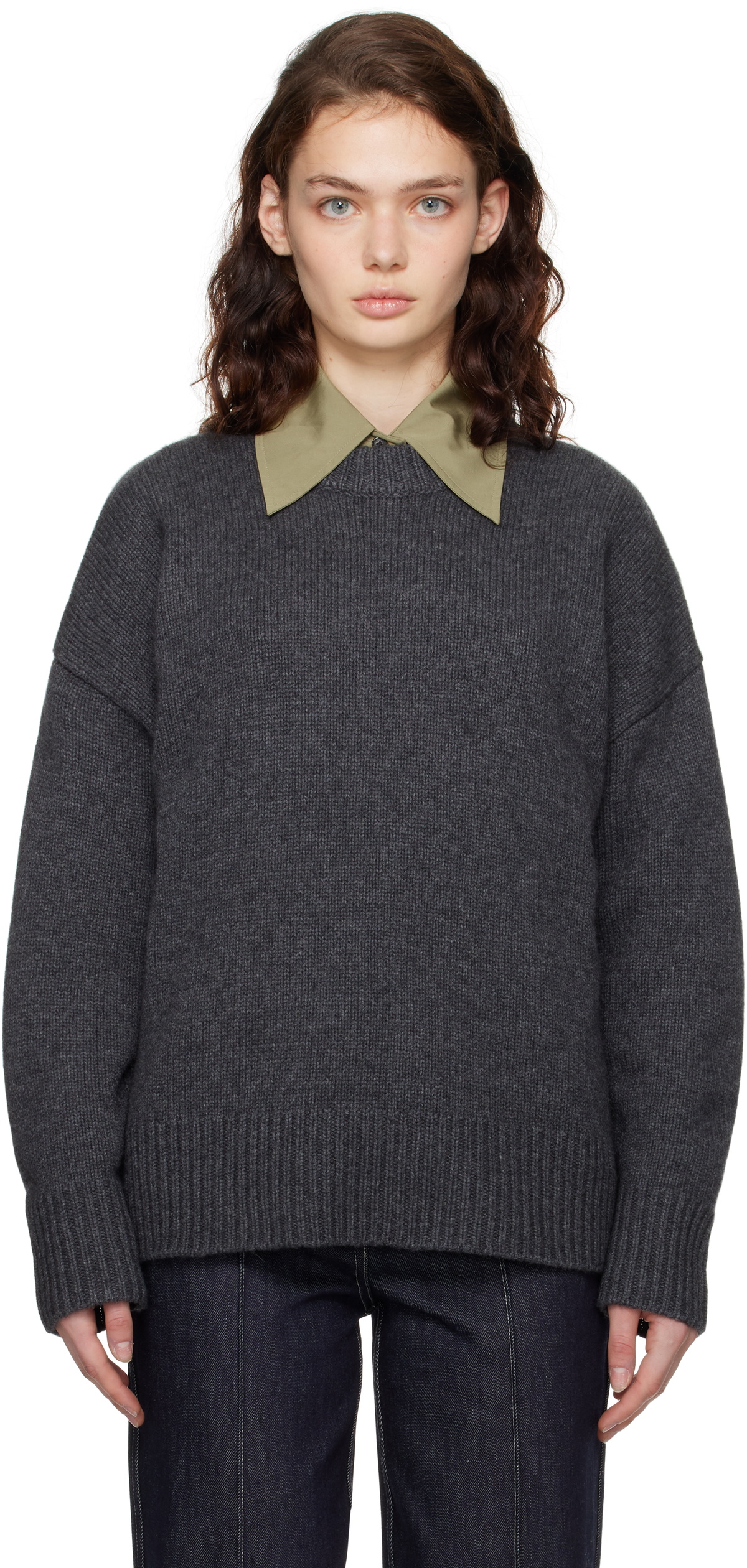 CO Gray Boyfriend Crew Neck Sweater