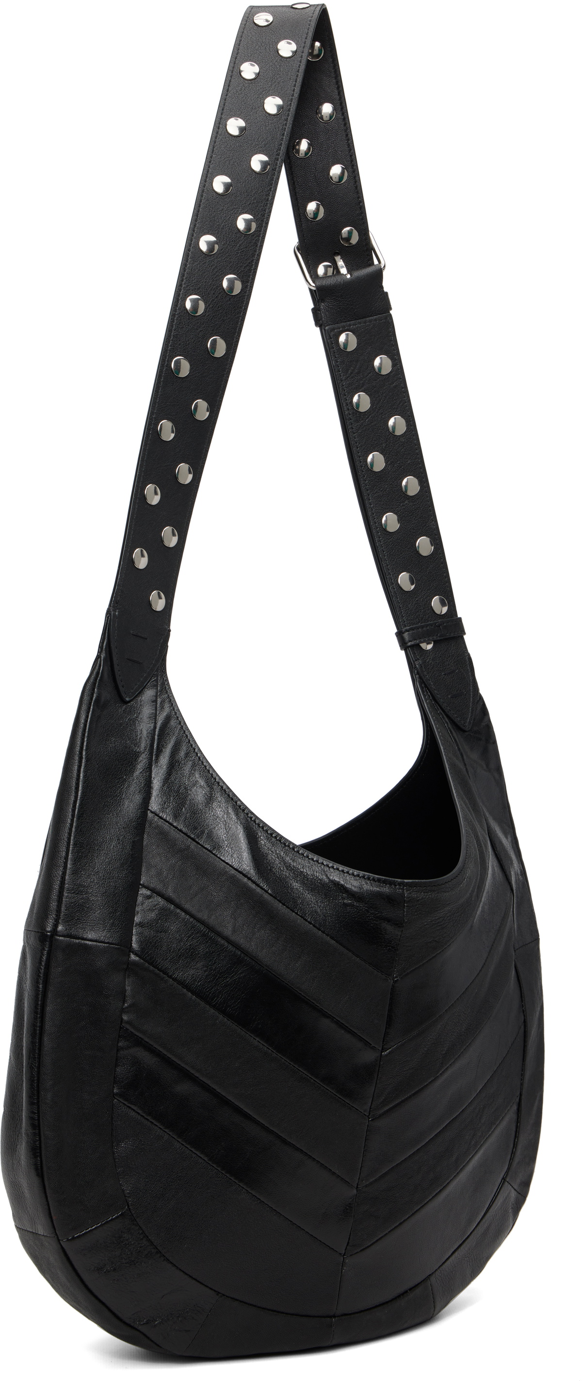 Valentino Garavani Black Boho Nappa Leather Chevron Pattern Bag